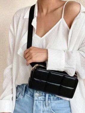 Amanda Uprichard Quilted Black Belt Bag Vegan Leather EC